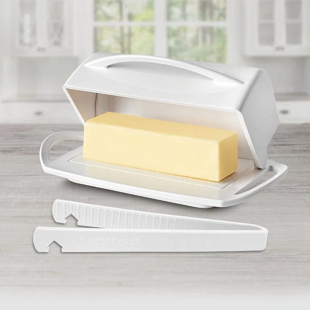 White Non-Slip Butter Dish