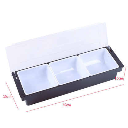 3/5 Compartment Fruit Tray Seasoning Dispenser Bar Caddy Storage Box Dispenser Container