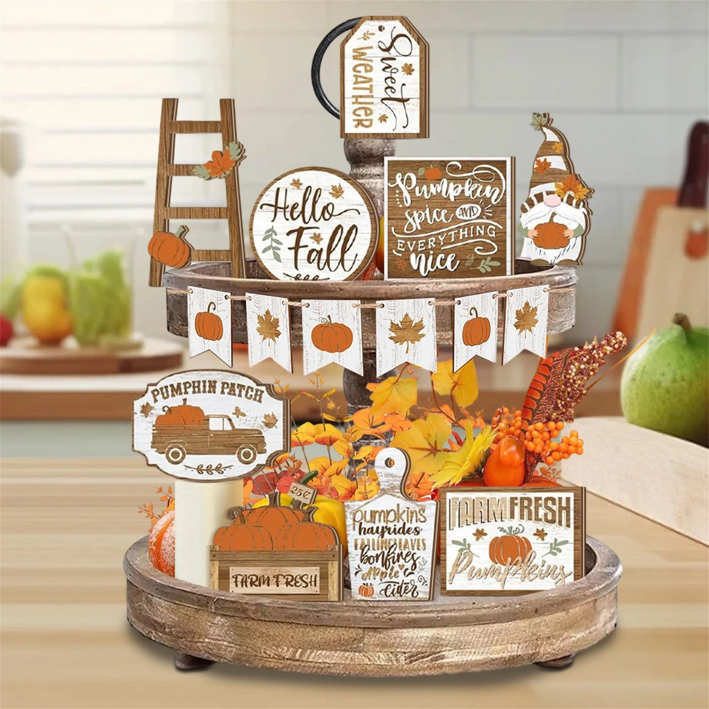 Fall Harvest Thanksgiving Tray Decorations