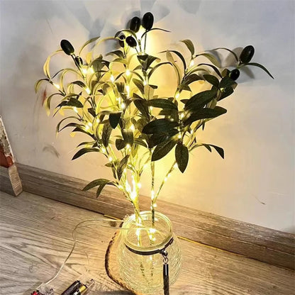Lighted Artificial Olive Branches