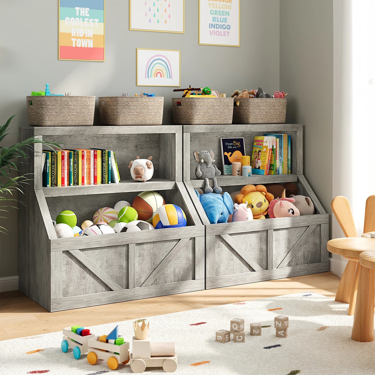 Children's Wooden Storage Organizer Bookcase