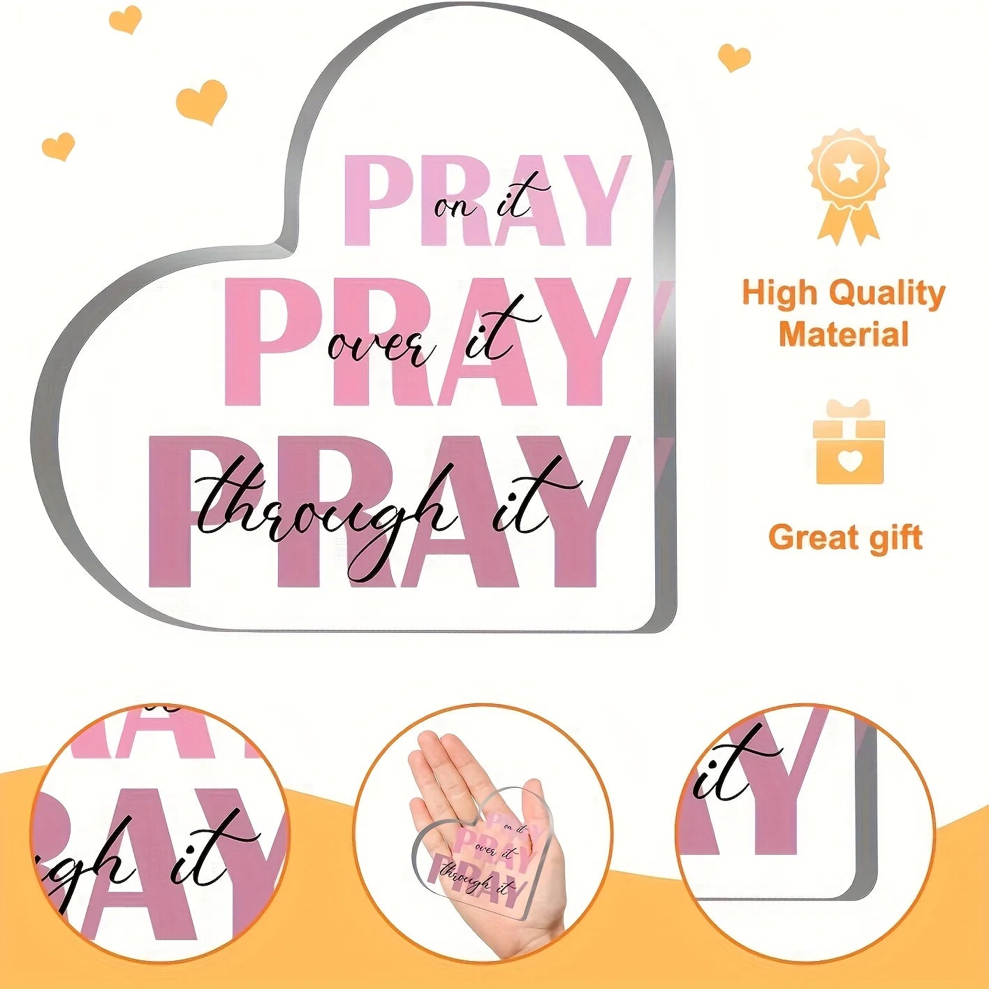 Heart-Shaped Acrylic Prayer Decor