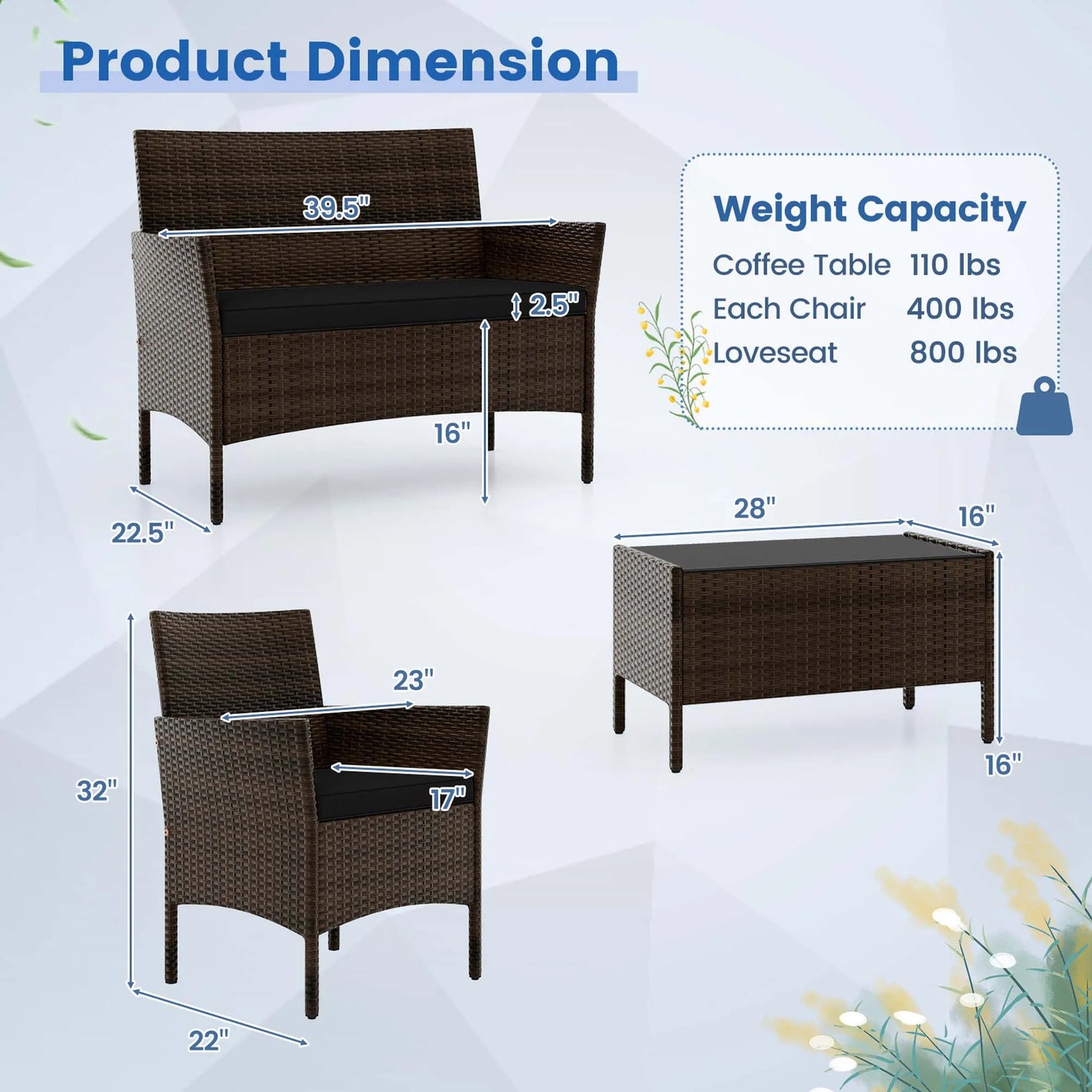 4 PCS Patio Furniture Set