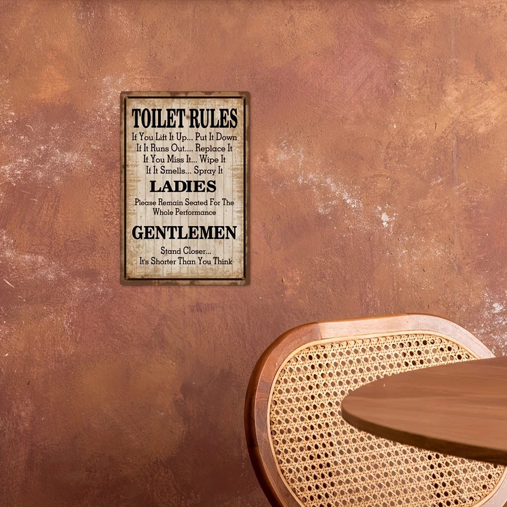 1pc Metal Toilet Rules Sign