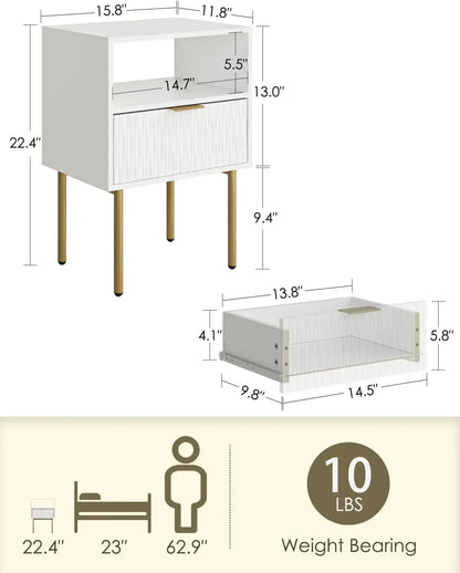 Modern Bedside Nightstand with Drawer