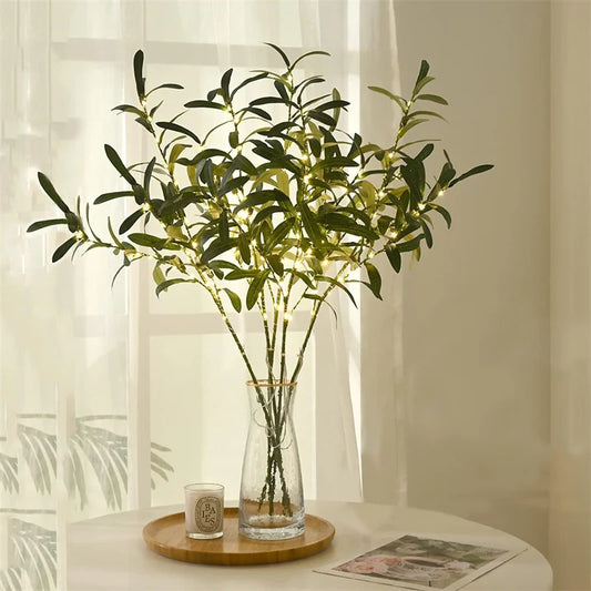 Lighted Artificial Olive Branches