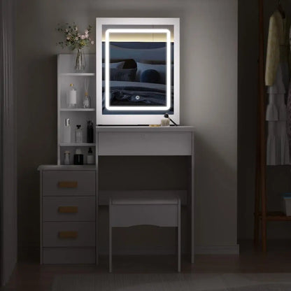 Sliding Mirror Vanity Desk