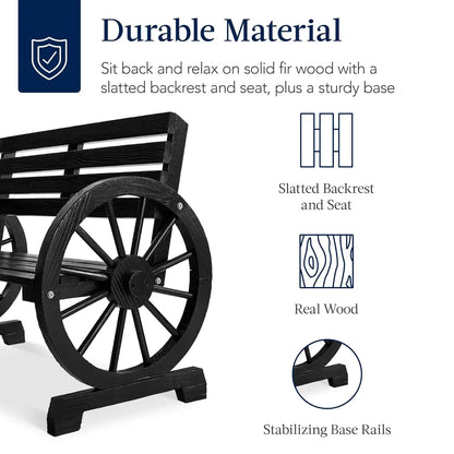 Wooden Wagon Wheel Bench