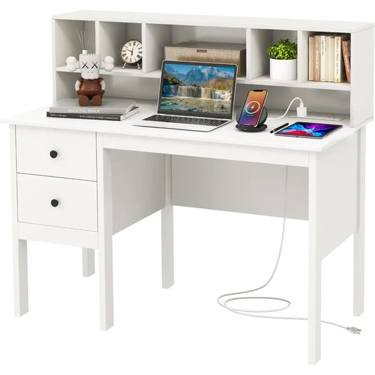 White Desk with Drawers