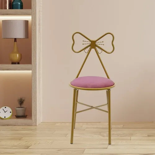 Pink Bow Backrest Vanity Chair
