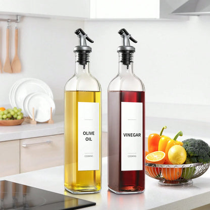 2Pcs Oil & Vinegar Glass Dispenser