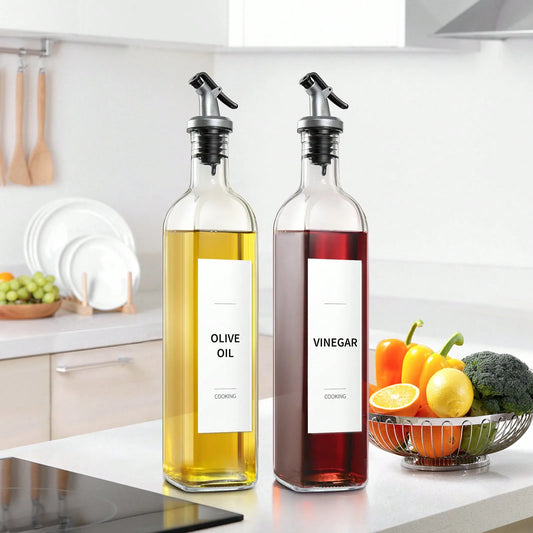 2Pcs Oil & Vinegar Glass Dispenser