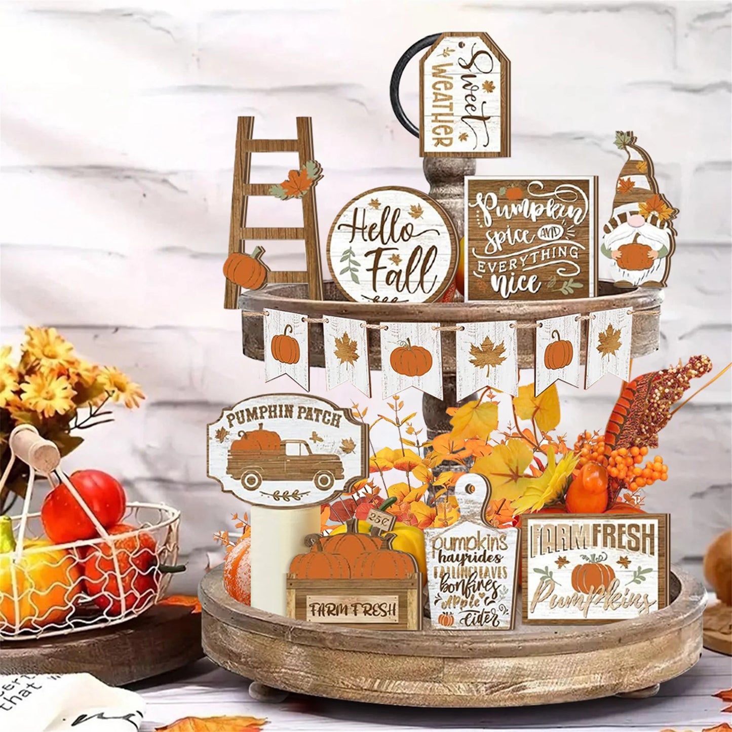Fall Harvest Thanksgiving Tray Decorations