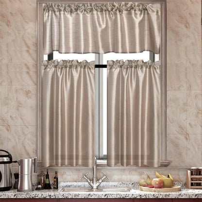 3 Panels Faux Silk Curtains