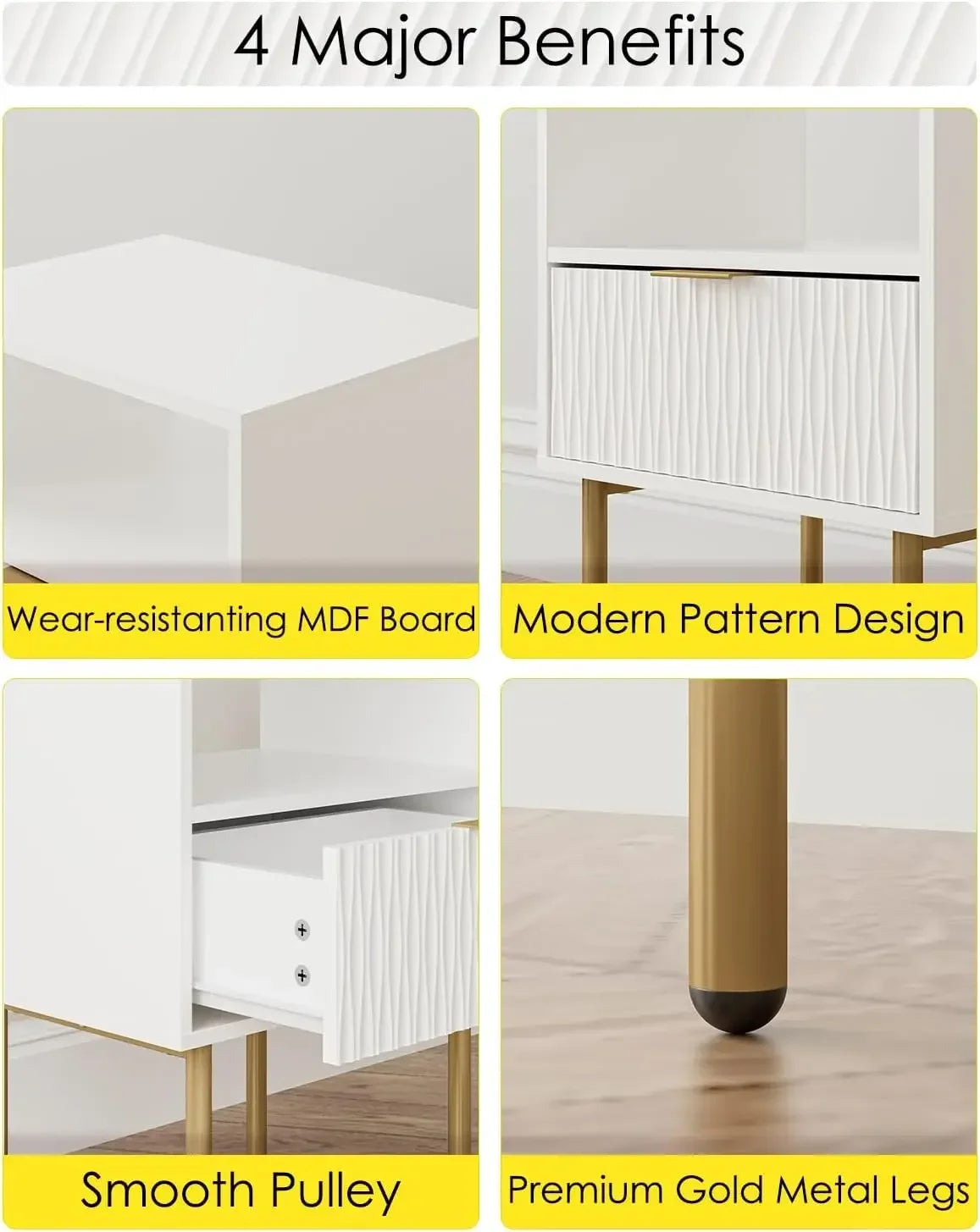 Modern Bedside Nightstand with Drawer