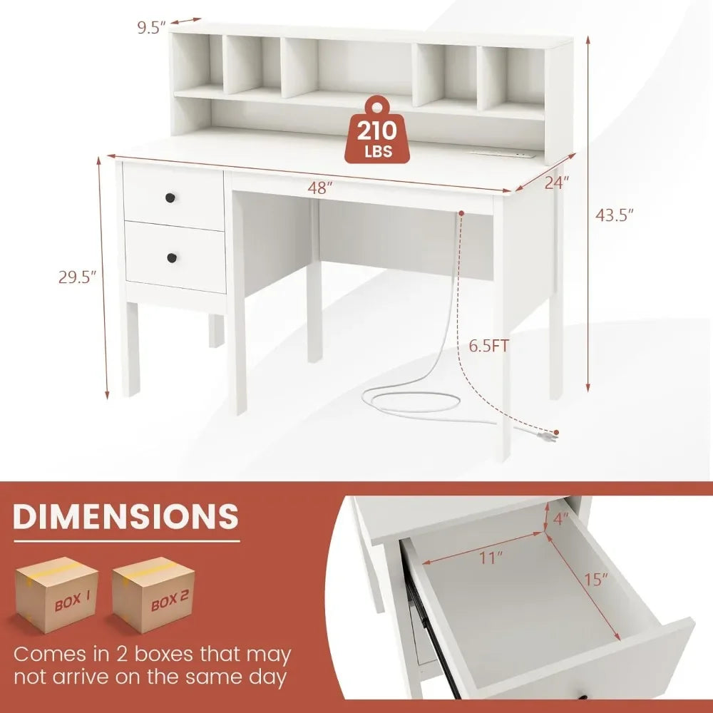 White Desk with Drawers