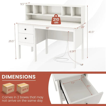 White Desk with Drawers