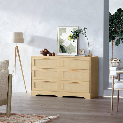 Modern Chest Wood Rattan Dresser