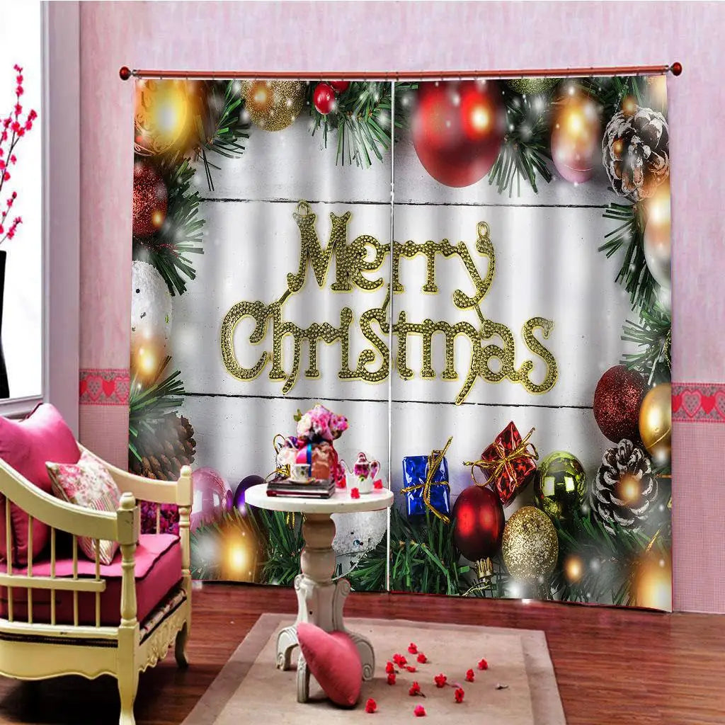 2 Panels Christmas Curtains