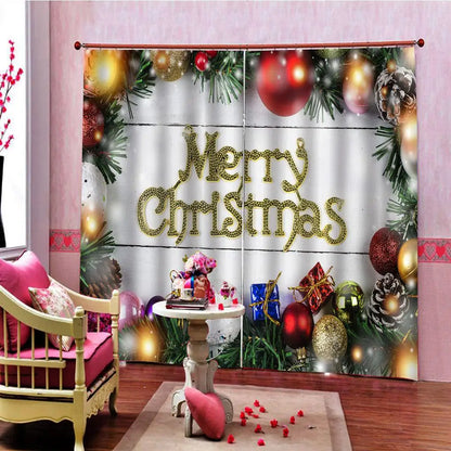 2 Panels Christmas Curtains