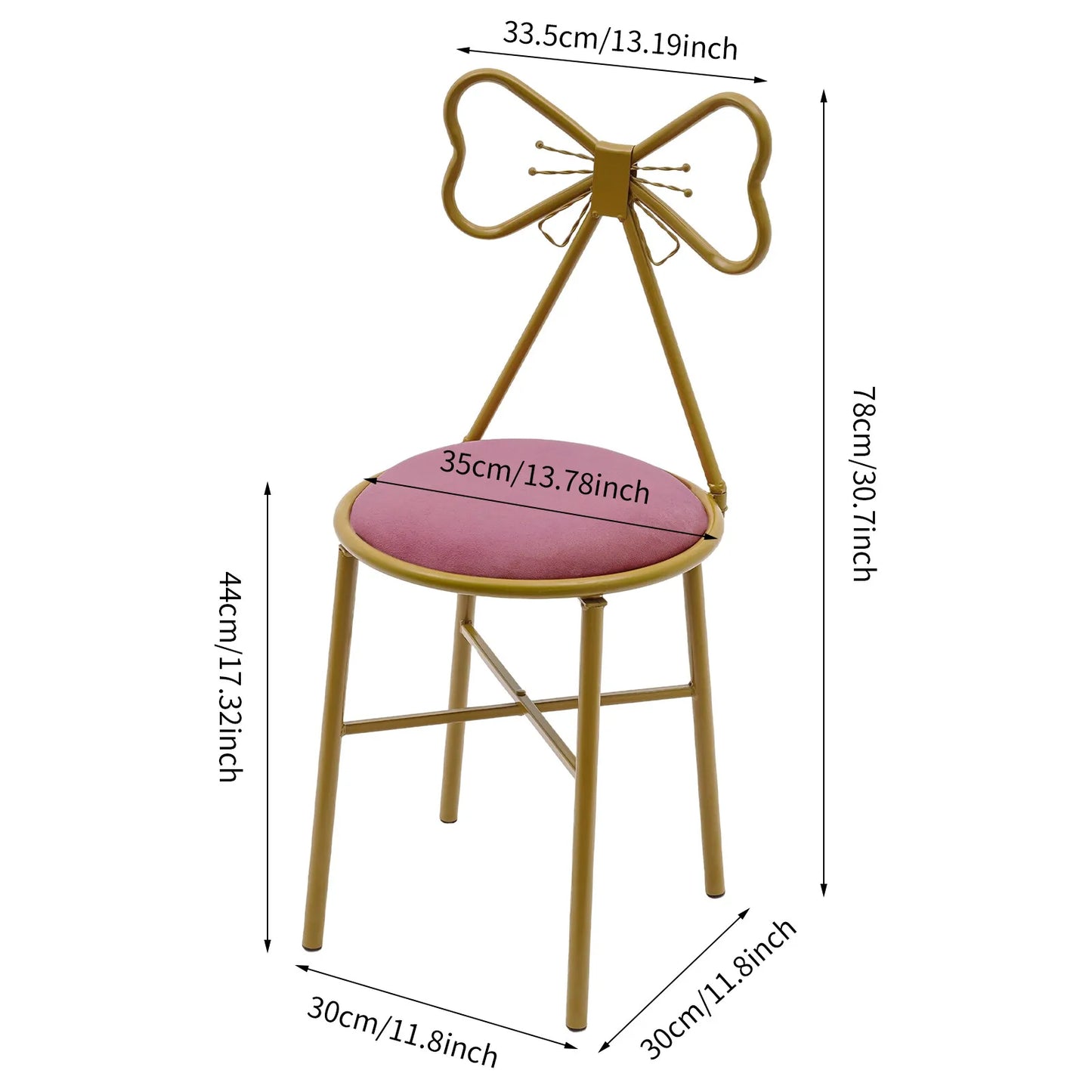 Pink Bow Backrest Vanity Chair