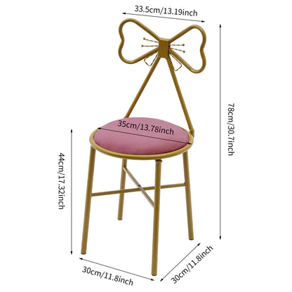 Pink Bow Backrest Vanity Chair