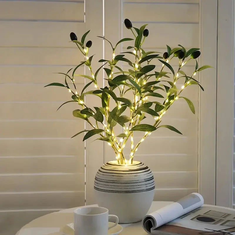 Lighted Artificial Olive Branches